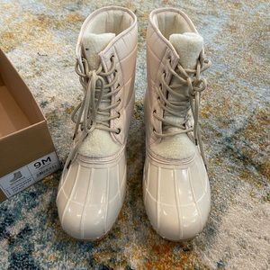 Sugar SKIPPER Womens Boots Rain Size 9 Ivory Beige Lace Up Boat